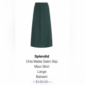 Splendid Orla Matte Balsam Green Satin Maxi Skirt